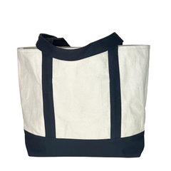 Planet Earth Large Cotton Canvas Self Finishing Tote Bag - Black