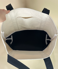 Planet Earth Large Cotton Canvas Self Finishing Tote Bag - Black