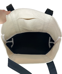 Planet Earth Large Cotton Canvas Self Finishing Tote Bag - Black