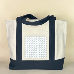 Planet Earth Large Cotton Canvas Self Finishing Tote Bag - Black