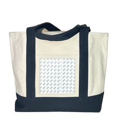 Planet Earth Large Cotton Canvas Self Finishing Tote Bag - Black