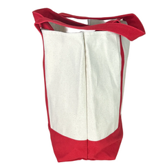 Planet Earth Large Cotton Canvas Self Finishing Tote Bag - Red