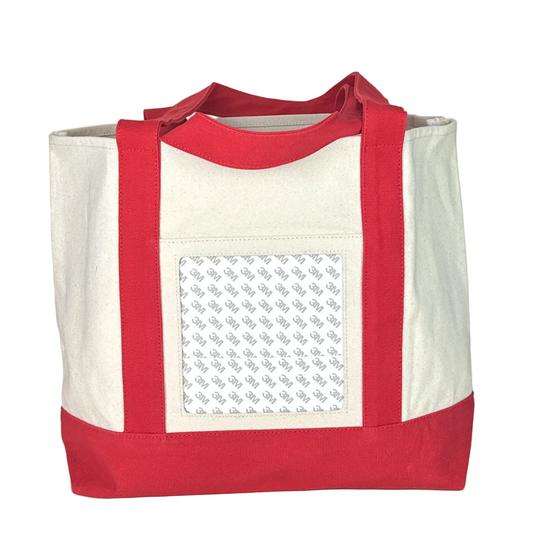 Planet Earth Large Cotton Canvas Self Finishing Tote Bag - Red