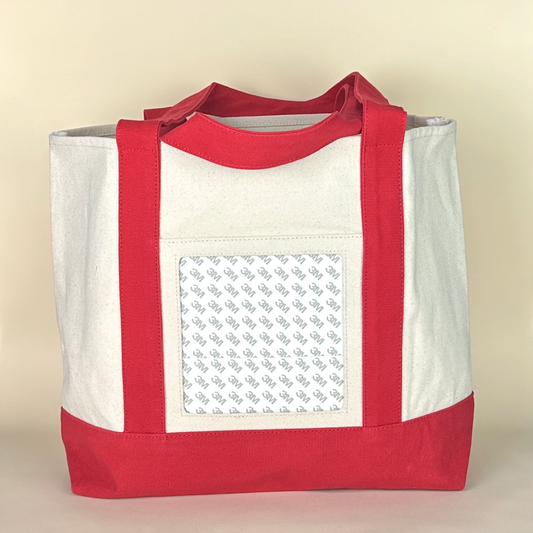 Planet Earth Large Cotton Canvas Self Finishing Tote Bag - Red