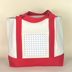 Planet Earth Large Cotton Canvas Self Finishing Tote Bag - Red