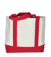Planet Earth Large Cotton Canvas Self Finishing Tote Bag - Red
