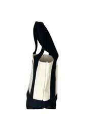 Planet Earth Small Cotton Canvas Self Finishing Tote Bag - Black