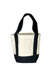 Planet Earth Small Cotton Canvas Self Finishing Tote Bag - Black