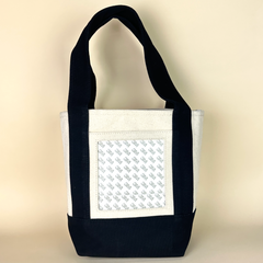 Planet Earth Small Cotton Canvas Self Finishing Tote Bag - Black
