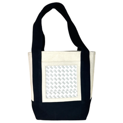 Planet Earth Small Cotton Canvas Self Finishing Tote Bag - Black