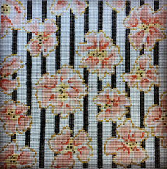 The Plum Stitchery Coral and Gold Flowers Needlepoint Canvas