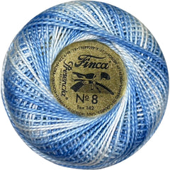 Presencia Perle Cotton Size 8 - 9630 Variegated Delft Blue