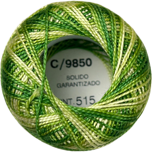 Presencia Perle Cotton Size 8 - 9850 Variegated Yellow Green