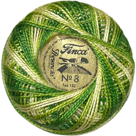 Presencia Perle Cotton Size 8 - 9850 Variegated Yellow Green