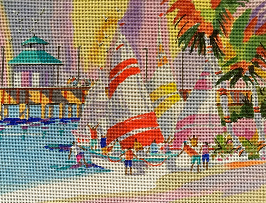 Purple Palm Designs Sand and Sails Needlepoint Canvas