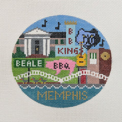 Doolittle Stitchery Memphis Travel Round Needlepoint Canvas