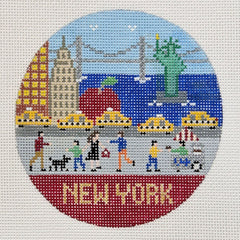 Doolittle Stitchery NYC Travel Round Needlepoint Canvas