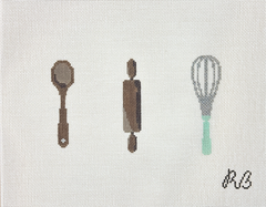 Rachel Barri Mini Kitchen Utensils Needlepoint Canvas - Set of 3