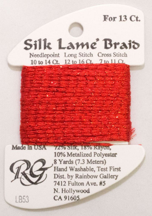 Rainbow Gallery Silk Lame Braid 13 - 053 Crimson