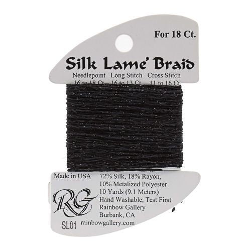Rainbow Gallery Silk Lame Braid 18 - 001 Black