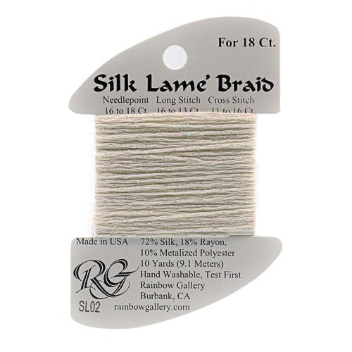 Rainbow Gallery Silk Lame Braid 18 - 002 White