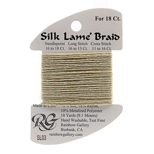 Rainbow Gallery Silk Lame Braid 18 - 003 Ecru