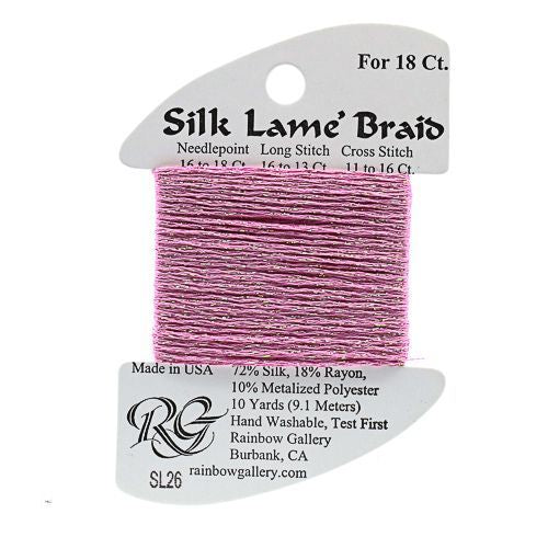 Rainbow Gallery Silk Lame Braid 18 - 026 Raspberry