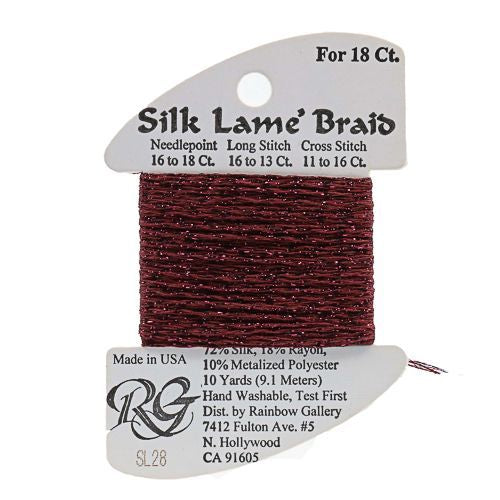 Rainbow Gallery Silk Lame Braid 18 - 028 Burgundy