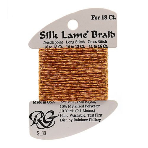 Rainbow Gallery Silk Lame Braid 18 - 030 Orange