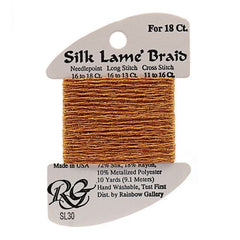 Rainbow Gallery Silk Lame Braid 18 - 030 Orange