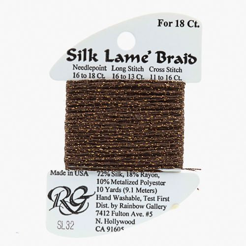 Rainbow Gallery Silk Lame Braid 18 - 032 Coffee