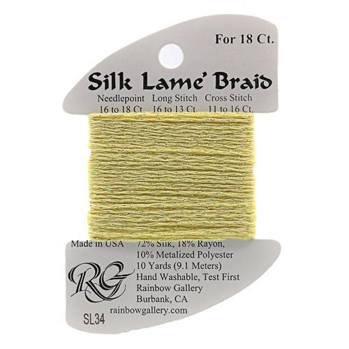 Rainbow Gallery Silk Lame Braid 18 - 034 Lemon