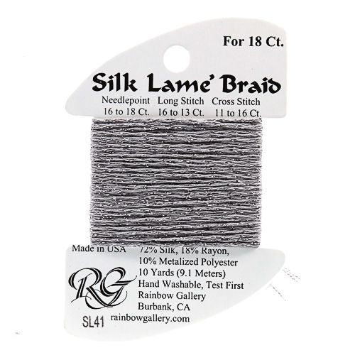 Rainbow Gallery Silk Lame Braid 18 - 041 Pewter
