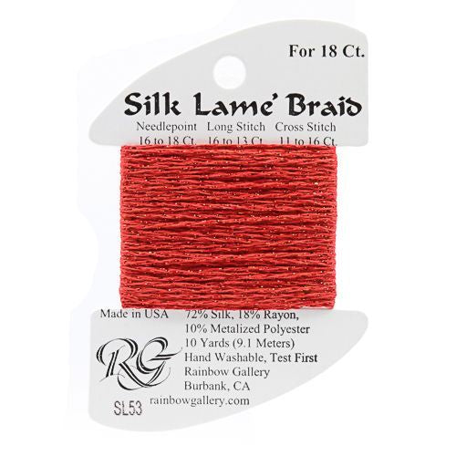 Rainbow Gallery Silk Lame Braid 18 - 053 Crimson
