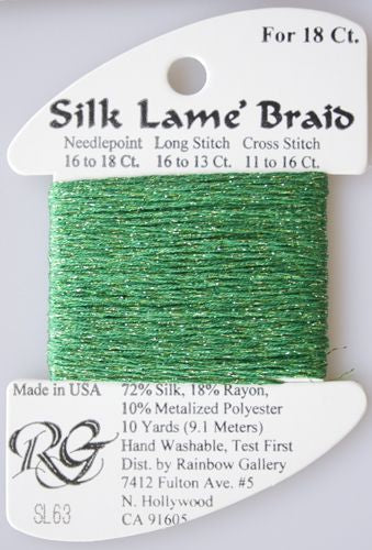Rainbow Gallery Silk Lame Braid 18 - 063 Emerald