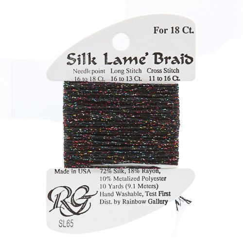 Rainbow Gallery Silk Lame Braid 18 - 065 Black Sparkle