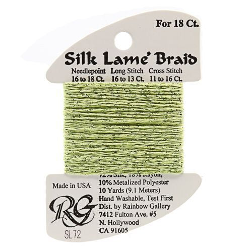 Rainbow Gallery Silk Lame Braid 18 - 072 Light Chartreuse