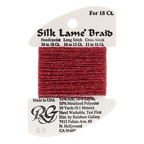 Rainbow Gallery Silk Lame Braid 18 - 078 Cherry