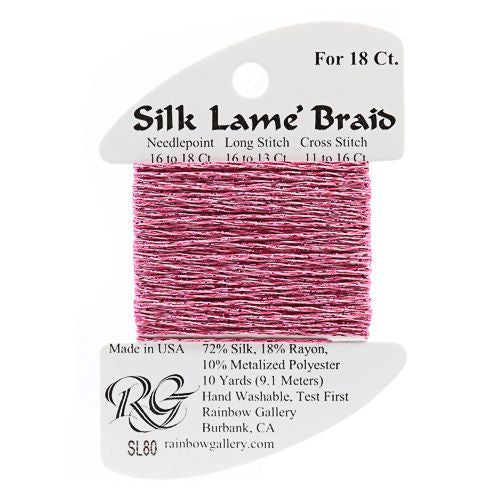 Rainbow Gallery Silk Lame Braid 18 - 080 Pink Carnation