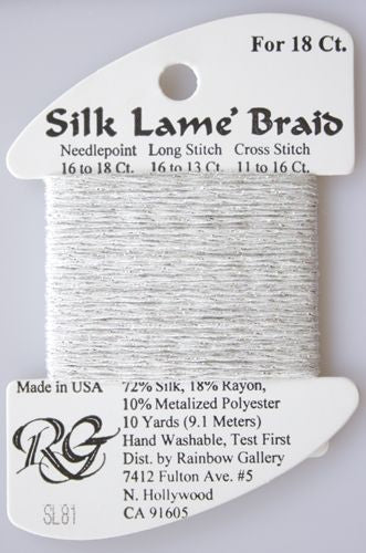 Rainbow Gallery Silk Lame Braid 18 - 081 Platinum