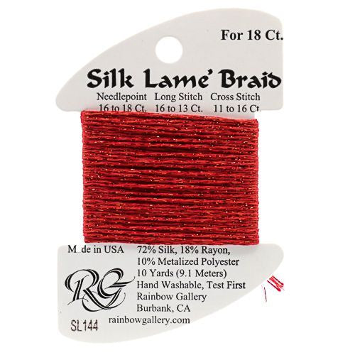 Rainbow Gallery Silk Lame Braid 18 - 144 Christmas Red