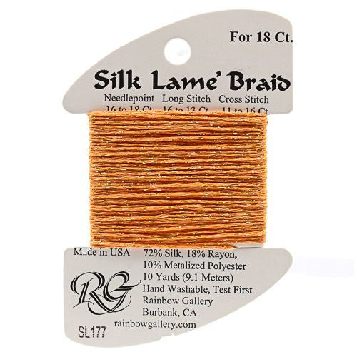 Rainbow Gallery Silk Lame Braid 18 - 177 Orange Pop