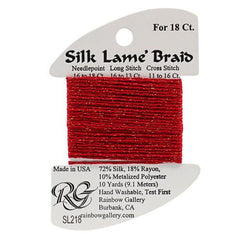 Rainbow Gallery Silk Lame Braid 18 - 218 Corvette Red