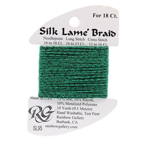 Rainbow Gallery Silk Lame Braid 18 - 095 Medium Christmas Green