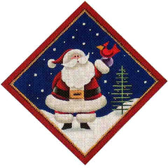Rebecca Wood Designs Santa with Bird on Finger Needlepoint Canvas