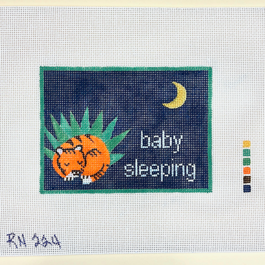 Rittenhouse Needlepoint Designs Baby Sleeping Tiger Cub Sign Needlepoint Canvas