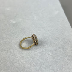 14k Gold and Rose Cut Diamond Cluster Ring