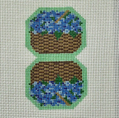 SLS Needlepoint Hydrangea Basket - Double Fob in Green Needlepoint Canvas