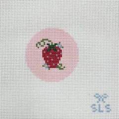SLS Needlepoint Strawberry on Pink Needlepoint Canvas