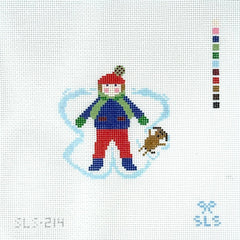 SLS Needlepoint Snow Angel Boy with Dog Needlepoint Canvas